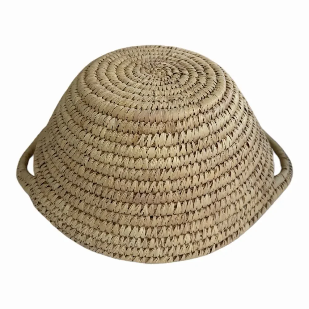Handwoven Basket With Handles Woven Design 11.5” Diameter 5.5” Depth